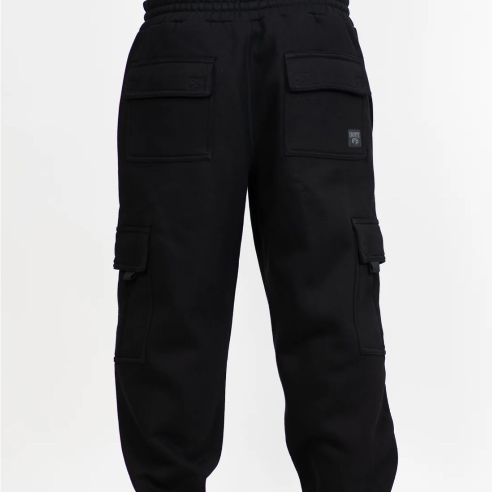 Black Cargo Pants with Elastic Waistband